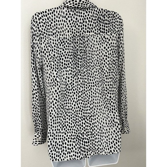 J Crew Factory Women’s XS Blouse Career Black White Spotted Button Up Su19 New - Picture 4 of 9